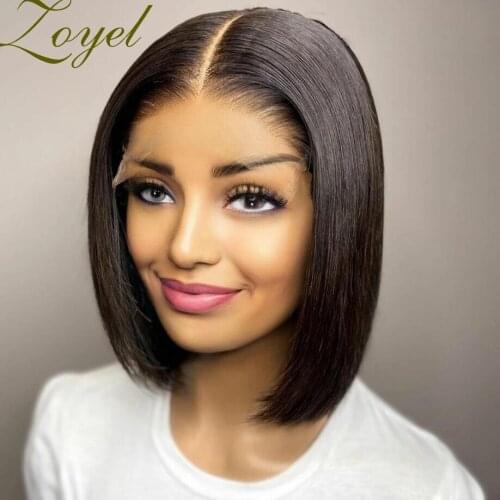 Zoyel Silky Straight 1B Black Short Bob Synthetic Wig For Women Glueless Heat Fiber Hair Realistic Daily Wear Wig