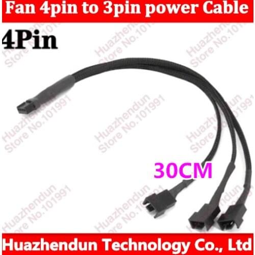 1pcs New Fan 4pin to 3* 3pin power adapter cable 4pin to 3pin fan extension cable with net Free shipping