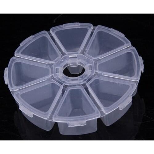 1pc Round Wheel Empty Nail Box Container 8Compartments Case Storage For Nail Art Products Rhinestone Jewelry, Earring Jewelry