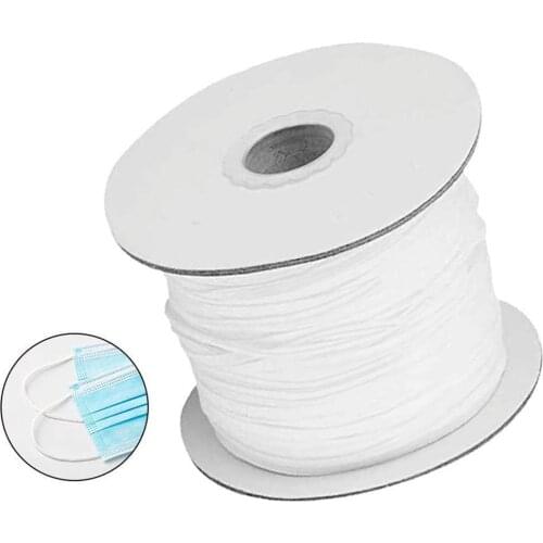 100m/roll 3mm Mask Elastic Rope with Spool Whtie Round Ear Cord String DIY Clothing Craft Accessory