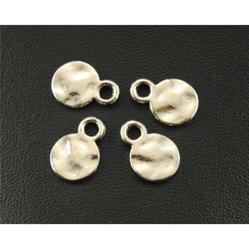 15pcs Silver Color mini Round Charm Bracelet Necklace Jewelry Making Handmade DIY 10mm A1579