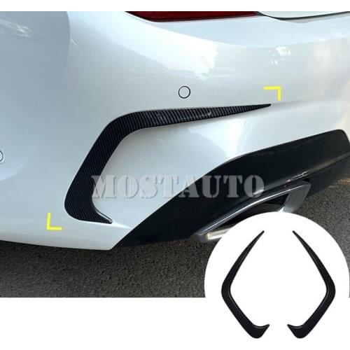 For BMW 3 Series G20 Carbon Fiber Style Black Rear Bumper Spoiler Air Vent Cover Trim 2019-2021 2pcs