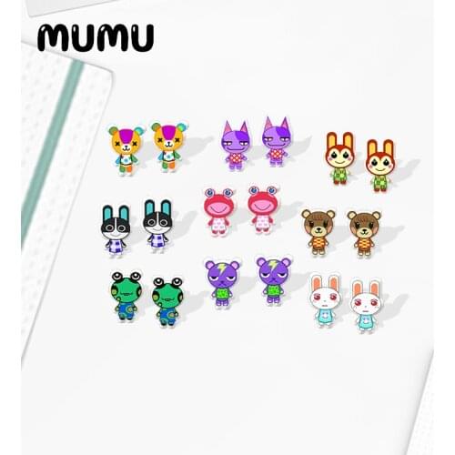 2020 New Animal Crossing Stud Earring Funny Animals Acrylic Earrings Epoxy Resin Jewelry Gifts For Girl