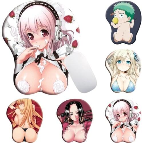 3D Wrist Mouse Pad Creative Cartoon New Anime 3D Sexy Chest Silicone Mouse Pad Wrist Rest Support