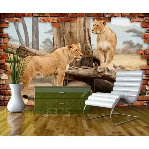 3d wallpaper custom 3 d space animal lion mural wall background wallpaper