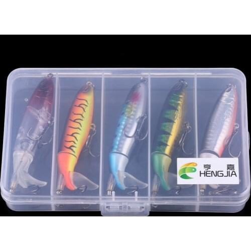 HENGJIA 5pc 13.5g Isca Artificial Fishing Lure Kit Minnow Propeller Crankbait Bait Pesca Jig Set With Fishing Tackle Box