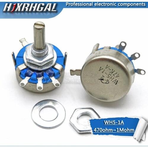 5PCS WH5-1A Carbon Potentiometer 470R 1K 2K 1K5 10K 22K 47K 4K7 100K 220K 3-Terminals Round Shaft Rotary Taper WH5 hjxrhgal