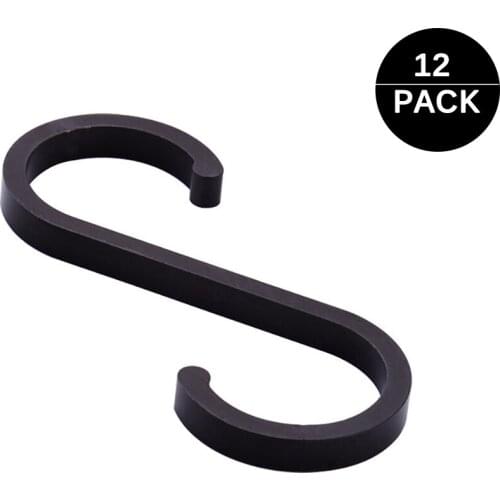 12Pcs Space Aluminum S Shaped Hooks Kitchen Spoon Pan Pot Utensils Hangers Clasp Over The Door Closet Clothes Rack Tool