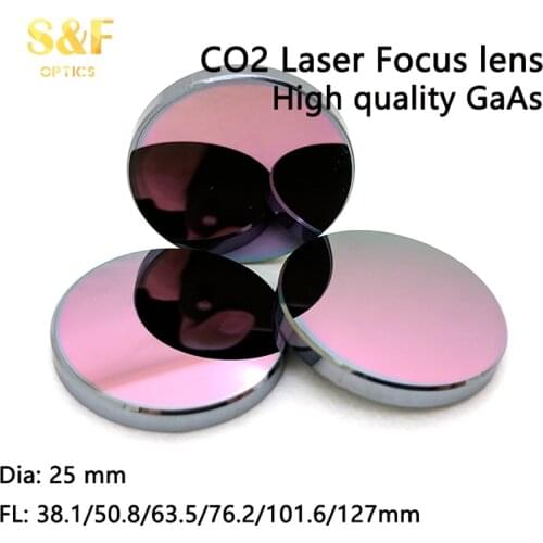 Free shipping GaAs CO2 laser Focus Lens Dia. 25mm FL 63.5mm for CO2 Laser cutting engraving machine