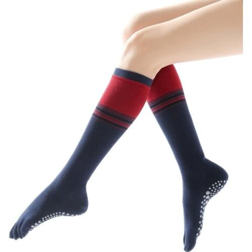 Knee High Five Fingers Socks Women Winter Thick Warm Anti-slip Gym Fitness Pilates Dance Grip Indoor Sports Socks High Quality