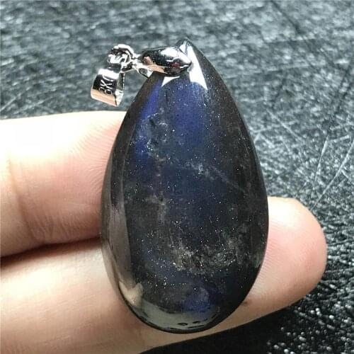 Top Natural Labradorite Pendant For Woman Man Blue Light Crystal 34x19x9mm Moonstone Stone Beads Silver Fashion Jewelry AAAAA