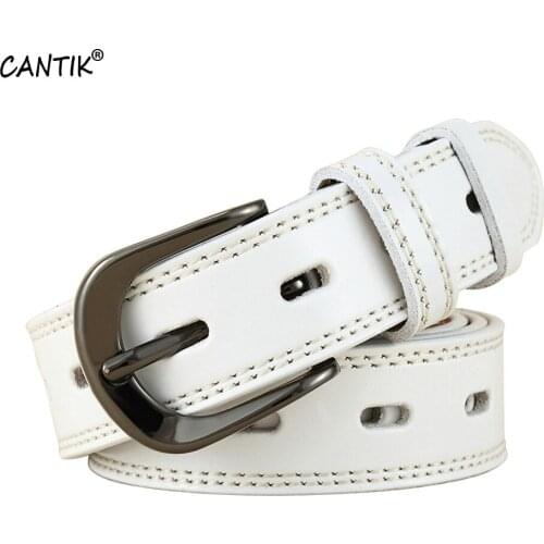 CANTIK Ladies Quality Real Genuine Leather Belts Retro Alloy Pin Buckles Metal Clothing Accessories for Women 2.8cm Width FCA088