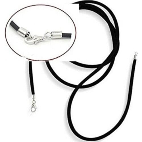 Black Leather Necklace Cord Lace Rope With Rotating Stainless Steel Buckle for Necklace Diy Jewelry 2021 Fashion Accessories