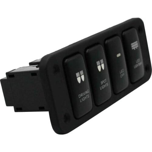 DC12V Waterproof Car Boat Marine SPST On Off Rocker Toggle 4-Gangs Switch Panel