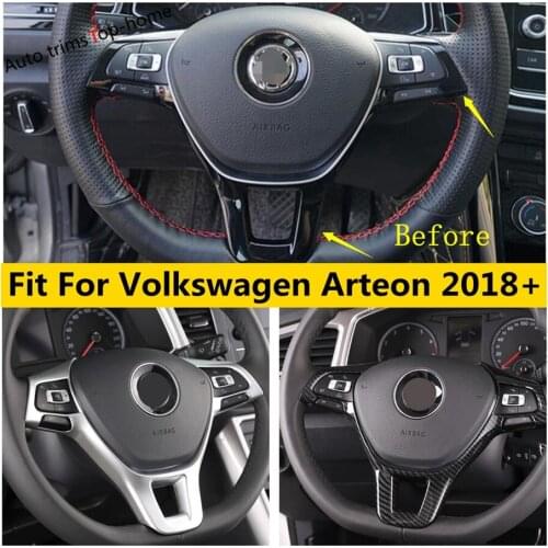 Yimaautotrims Steering Wheel Panel Decoration Cover Trim Matte / Carbon Fiber Look Interior For Volkswagen Arteon 2018 - 2020