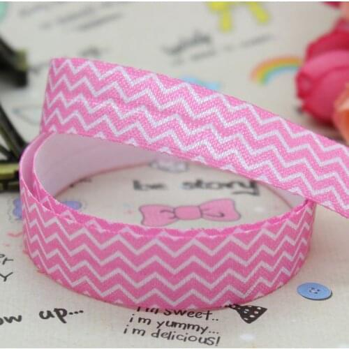 DHK 5/8 inch 5yards Fold Over Elastic FOE striation printed ribbon headband hair band diy decoration OEM Wholesale C169