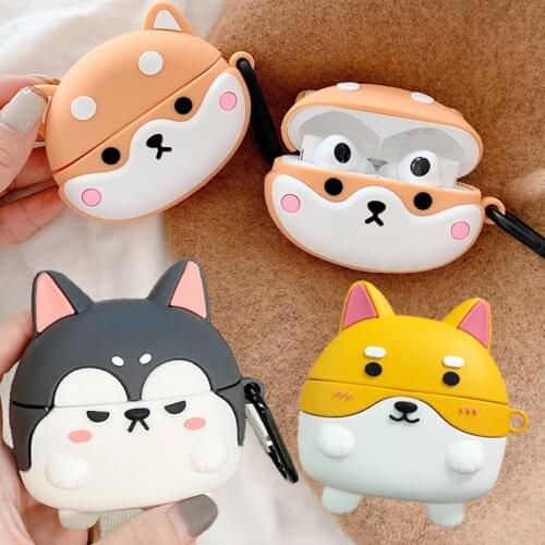 For Huawei FreeBuds Pro 3D Cute Cartoon Corgi Dog Earpods Case for Huawei FreeBuds 3 Shiba Inu Puppy Wireless Earphone Cover Box