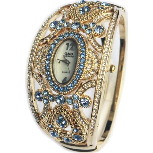 G&D New Luxury Brand Women Watches Gold Bracelet Watches Ladies Quartz Wristwatches relogio feminino Hour Crystal Jewelry Gift