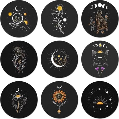 Art Sun Flowers Cat Snake Moon Icons Pins Badge Decoration Brooches Metal Badges For Clothes Backpack Decoration