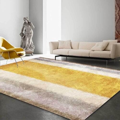 Area Rug For Living Room Stylish Modern Gradient Yellow Large Carpet Geometric Thick Stripes Home Bedroom Floor Mats Non-Slip