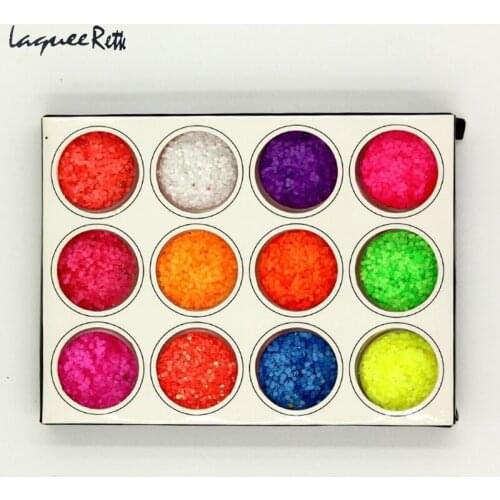 Hot Fashion 12pcs Glitter Powder Candy Colors Nail Art Glitter Mix Paillette Decoration For Acrylic Tips UV Gel DIY 1mm Round