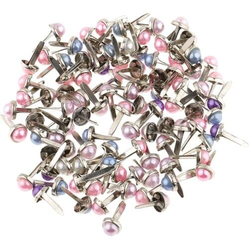 200 Pieces Various Color Metal Brads Pearl Head Paper Fasteners for Cards Files Fixation DIY Decor (6mm)