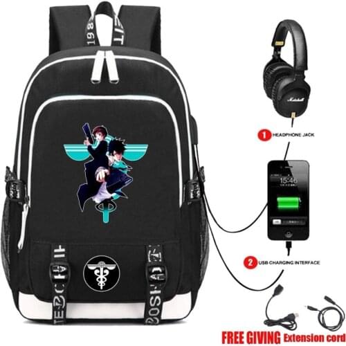 Anime multifunction USB charging Men women travel Laptop backpack teenagers student School book Bags Psycho-Pass backpack