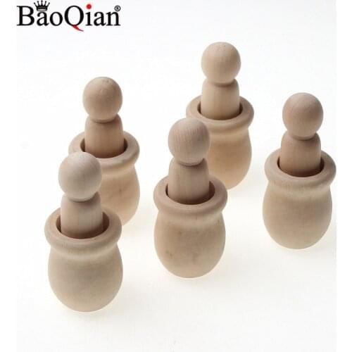 5Pcs/set Unfinished Wood Craft People Nesting Set Manual Wooden Peg Dolls Crafts DIY Paint Stain Kids Party Wedding Home Decor