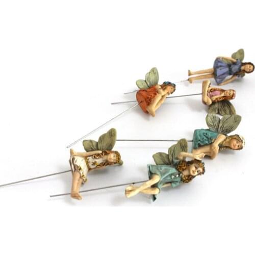 2021 New Flower Fairy Garden Resin Ornaments 6pcs Miniature Fairies Figurines Accessories for Balcony Decor Garden Supplies