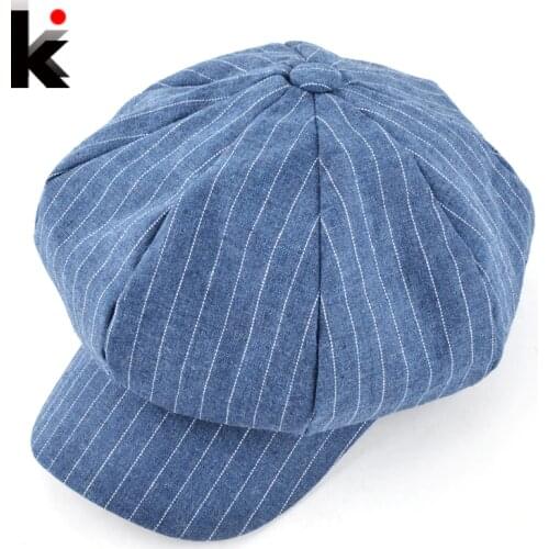 2018 Autumn and winter newsboy caps womens fashion plaid casual hat octagonal cap cotton and linen mixing beret hats for women