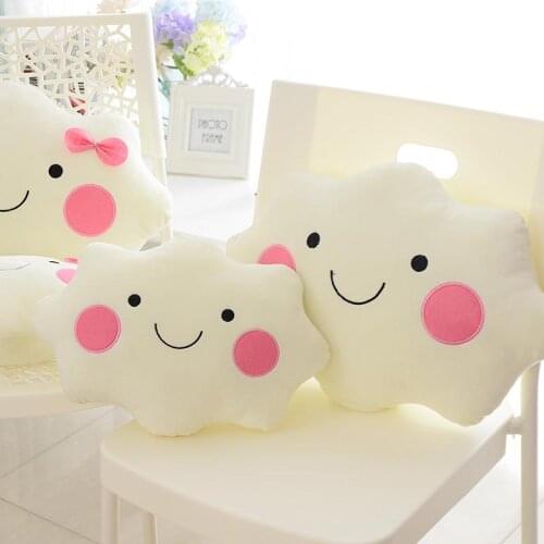 10 Sales Creative Cartoon Kawaii Smiley Face Bow Cloud 100% Cotton Stuffed Back Cushion Seat Cushion Plush Toy Back Cushion KZ12