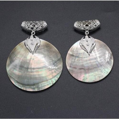 Natural Black Shell Pendants Exquisite Round Pendant for Jewelry Making DIY Necklace Earring Accessories Or Gift For Women Men