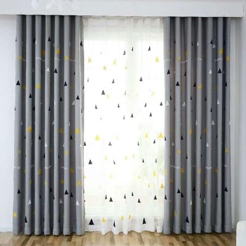 NorthernEuropean-StyleMinimalistCurtains Popular Modern Geometric Triangle Embroidered Blackout Curtains for Living Room Bedroom
