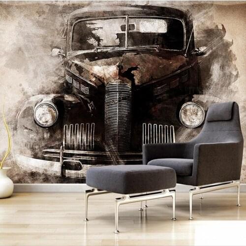 Dropship Custom 3D Wall Murals Wallpaper Retro Nostalgic Classic Car Mural Study Wall Decorations Living Room Intage Wallpaper