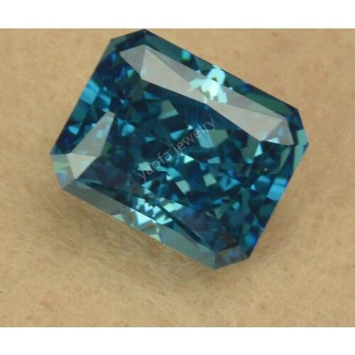 Sale 8A Crushed Ice Diamond Radiant Cut Dark Blue Synthetic Cubic Zirconia Stone Rectangle Octangle Shape Loose Gems For Jewelry