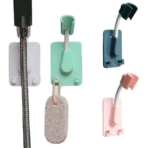 360°Adjustable Shower Head Bracket Self-Adhesive Showerhead Wall Mount Holder Hooks Fixed Stand Bathroom Storage Accessories