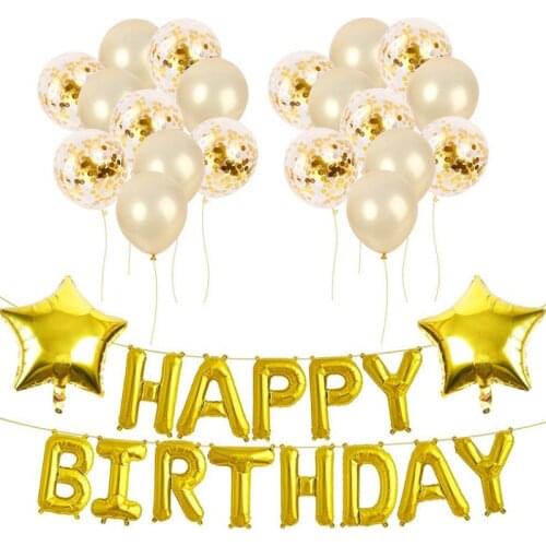Happy Birthday Balloons Banner Foil Letters Aluminum Balloons Confetti Balloons for Birthday Party Decoration Woman Man Kids