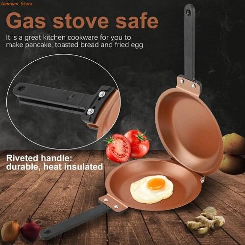 Home Baking Pan Steel Cake Pan Non-stick Frying Pan Quick Double-sided Frying Pan With Heat-Resistant Handle Kitchen Tools