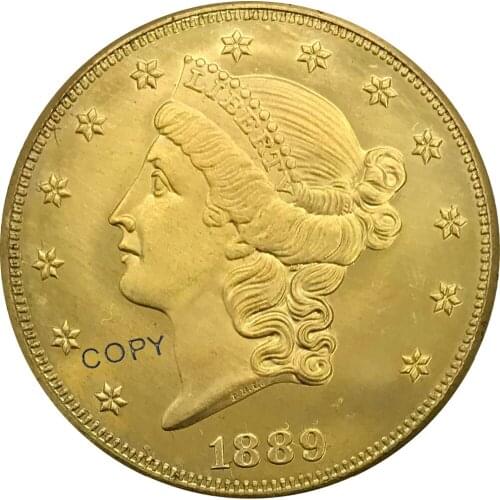 CC 1889 United States 20 Twenty Dollars Liberty Head Double Eagle with motto Gold coin Brass Collectibles Copy Coin