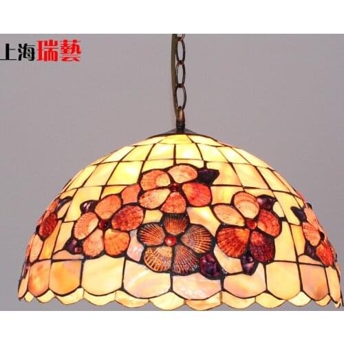 Tiffany Mediterranean style natural shell Pendant Lights lustres night light led lamp floor bar home lighting Free shipping