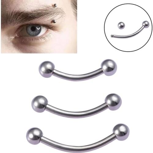 1pc Titanium Eyebrow Piercing Curved Barbell Punk Banana Ring Body Jewelry Cartilage Helix Tragus Ear Nail Stud Nose Lip Bar 16g
