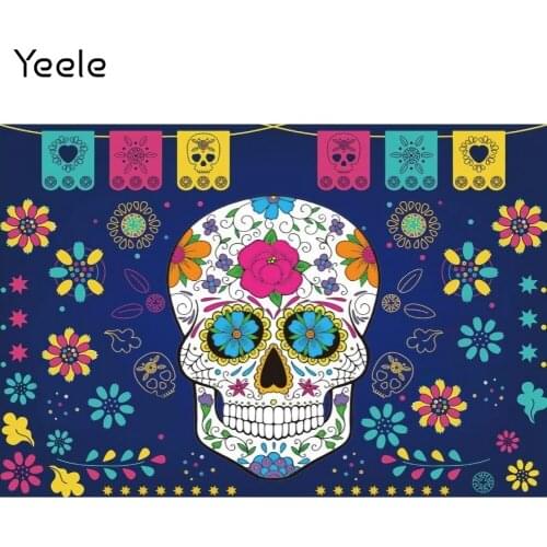 Yeele Day Of The Dead Photocall Backdrop Skeleton Flowers Party Decor Background Photographic Photography For Photo Studio Props