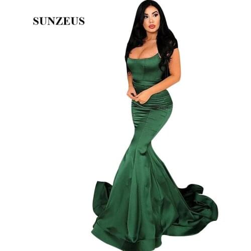 Mermaid Green Evening Dresses Strapless Long Satin Formal Gowns Elegant Women Party Dress