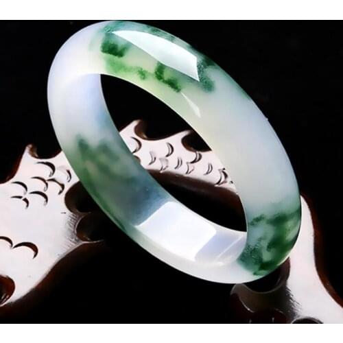 Emerald color female jade bracelet femme Ice type floating flower Tian Jinsi jade bracelet women Жесткие браслеты