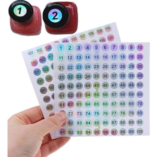 1Sheet Waterproof Number 1-200 Laser Labels Stickers For DIY Craft Nail Polish Lipstick Color Number Tags