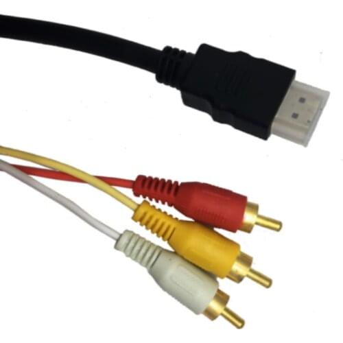 1080P HDTV HDMI-compatible Male to 3 RCA Audio Video AV Cable Cord Adapter Converter Connector Component Cable Lead For HDTV