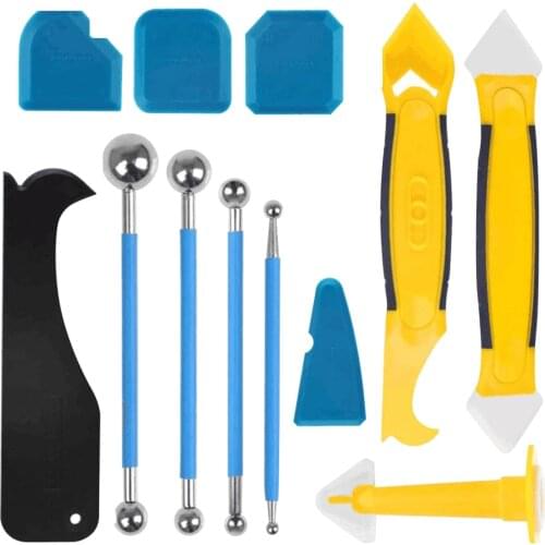 12 in 1 Window Door Silicone Sealant Spreader Spatula Scraper Cement Caulk Removal Tool Finishing Sealant Grout Kit Caulking