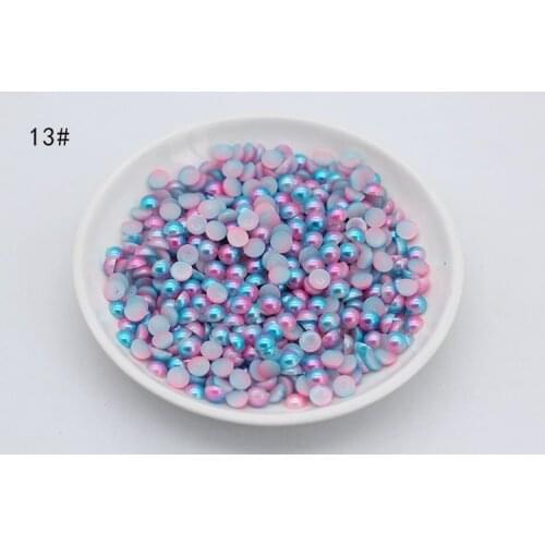3/4/5/6/8mm Light blue Colorful Half Round Imitation Pearls Flatback Scrapbook Beads DIY For Garment/Phone Case/Nail Making 13