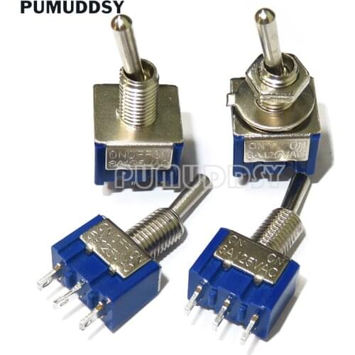 5piece MTS-102 MTS-103 MTS-202 MTS-203 6A 125V Mini 3PIN 6PIN ON-OFF/ON-OFF-ON Toggle Switches For Switching Lights Motors