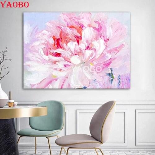 DIY 5D Diamond Painting -Pink Flower Picture Of Rhinestone Cross Stitch Kits Diamond Embroidery Beaded Mosaic Abstract Art